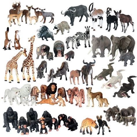 African Jungle Animals Figure Set of 63-count | African jungle animals ...