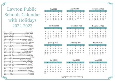 Lawton Public Schools Calendar - US School Calendar