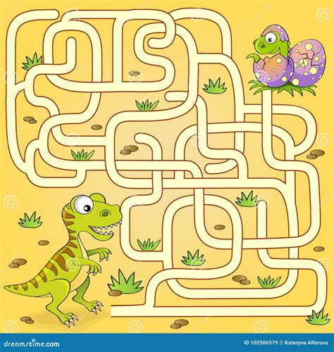 Help Dinosaur Find Path To Nest. Labyrinth Stock Vector - Illustration ...