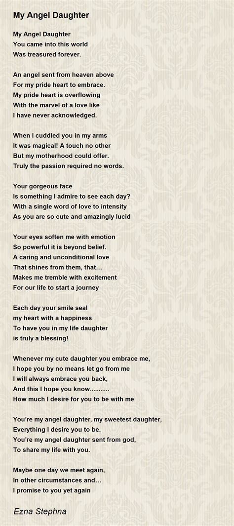 My Angel Daughter - My Angel Daughter Poem by Ezna Stephna