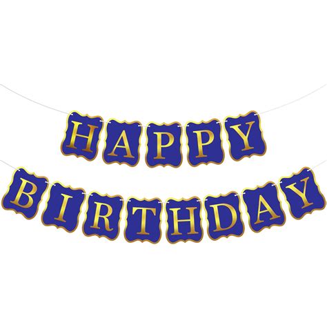 Buy Large, Happy Birthday Banner Blue and Gold - 10 Feet, No DIY ...