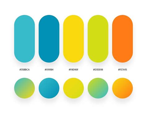 Blue, yellow, green, orange color schemes & gradient palettes Color ...