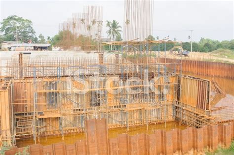 Fromwork In The Context Of Concrete Construction Dam. Stock Photo ...