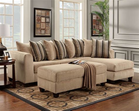 Beige Fabric Modern Elegant Sectional Sofa w/Optional Ottoman