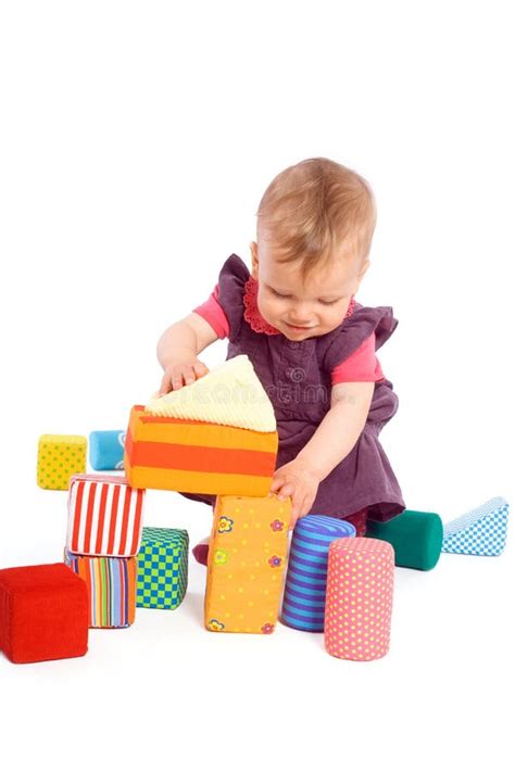 Baby Playing with Toy Blocks Stock Photo - Image of female, childhood ...