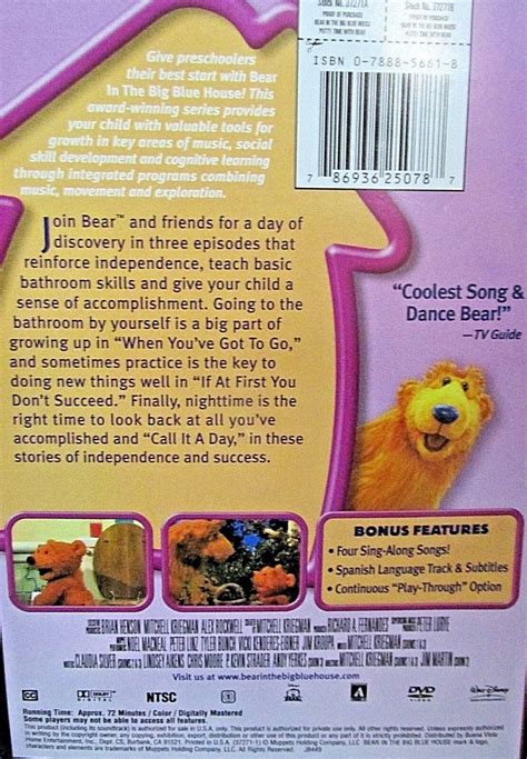 Disney Bear in the Big Blue House Potty Time With Bear New DVD Bathroom ...