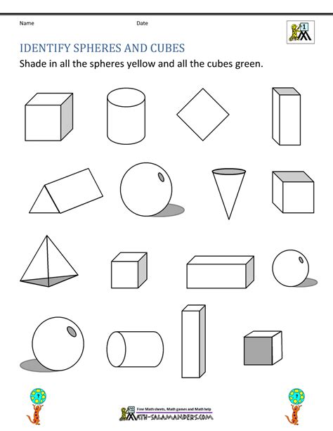 3d Shapes Worksheets