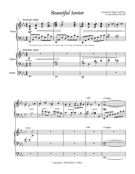 Organ/Piano duet sheet music download (PDF) - Beautiful Savior, arr. by ...