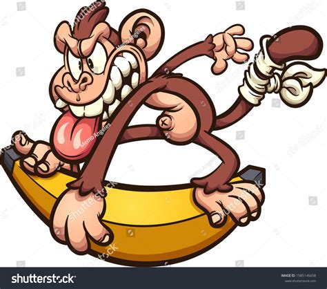 Crazy Cartoon Monkey Skating On Over: stockvector (rechtenvrij ...