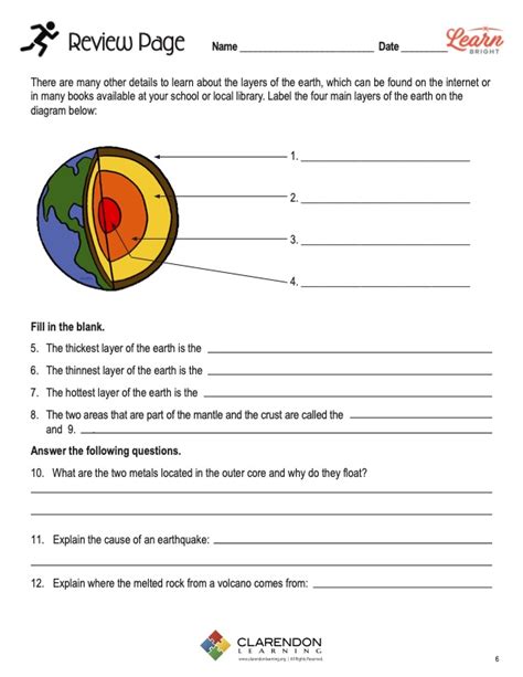 Layers Of The Earth Worksheet