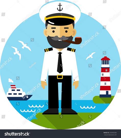 Ship Captain Uniform On Sea Cost Stock Vector (Royalty Free) 253956589 ...