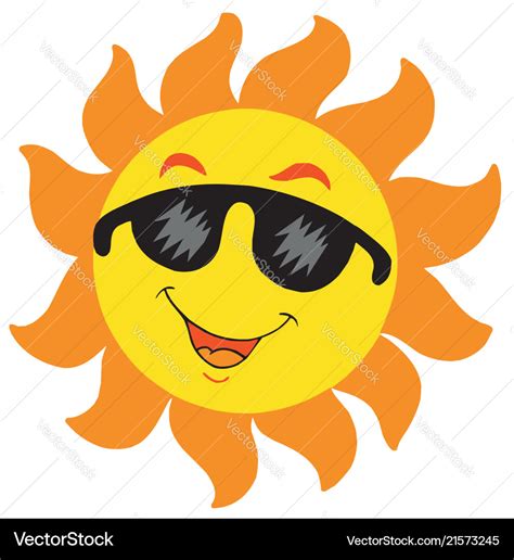 Cartoon sun with sunglasses Royalty Free Vector Image