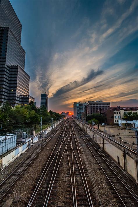 Sunset and train tracks : r/pics