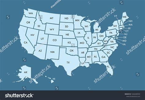 Usa Map Land Area Vector State Stock Vector (Royalty Free) 1646289559 ...