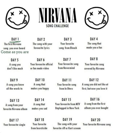 the nirvana song challenge is shown in black and white