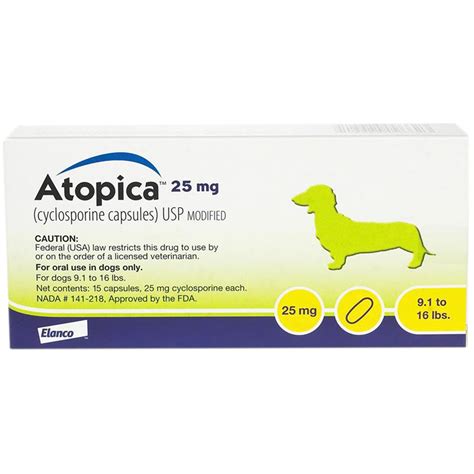 Atopica Capsules for Dogs - 25mg - 15 count