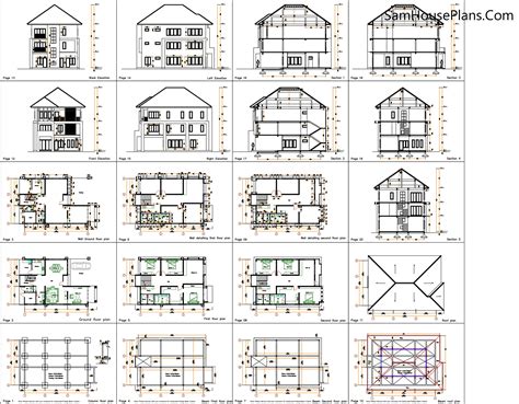 House design plans 10x14 m with 6 Bedrooms Pdf Full Plan