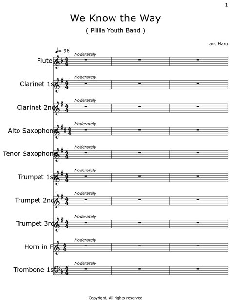 We Know the Way - Sheet music for Flute, Clarinet, Alto Saxophone ...