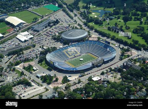 Aerial view of Football stadium at the University of Michigan at Ann ...