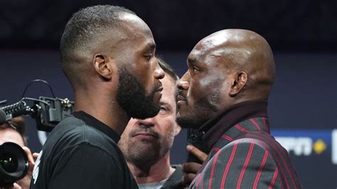 Face off! Leon Edwards vs Kamaru Usman INTENSE staredown video from UFC ...