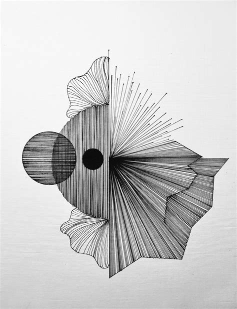 a drawing of an abstract object with lines and circles in the shape of ...