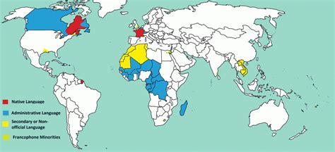 World Map with French speaking Countries highlighted | Physics and ...