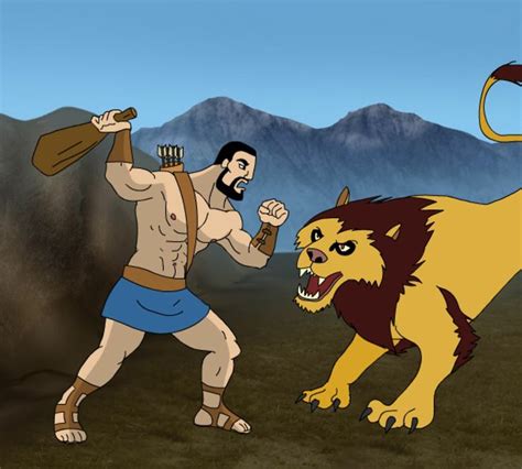 Heracles vs the Nemean Lion | Nemean lion, Greek myths, Vault boy