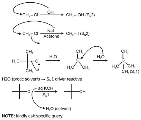 Show with mechanisms how alkyl halides react with sodium hydroxde ...