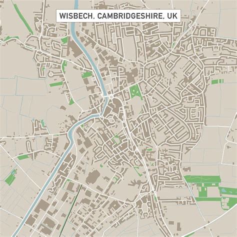 Wisbech Cambridgeshire UK City Street Map (Print #15055271) Framed