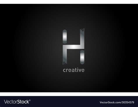 H metal silver alphabet letter logo design icon Vector Image