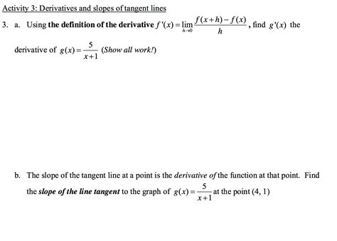 Solved Activity 3: Derivatives and slopes of tangent lines | Chegg.com