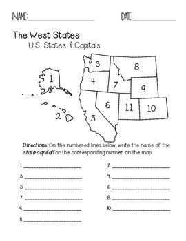 The West Region States and Capitals Quiz Pack by Faith and Fourth