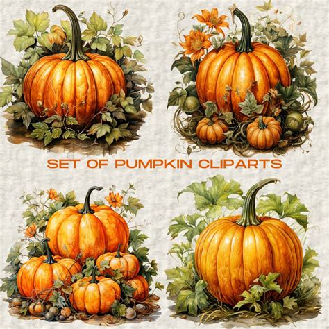 Autumn Pumpkin Clipart Set Digital Download Halloween Set - Etsy