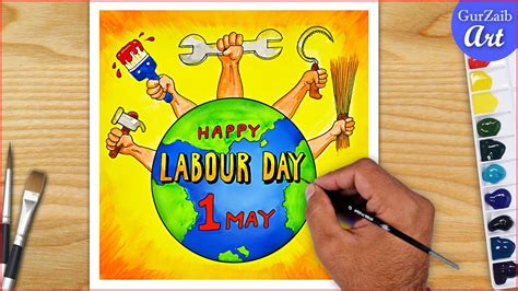 How to draw Labour day poster drawing || step by step easy 1 May ...