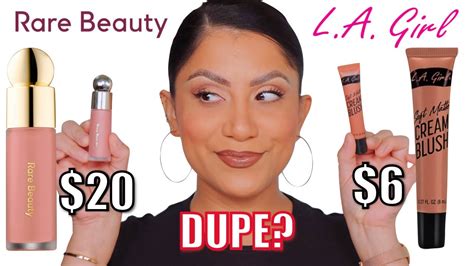 DUPE? RARE BEAUTY LIQUID BLUSH VS *new* LA GIRL CREAM BLUSH + WEAR TEST ...