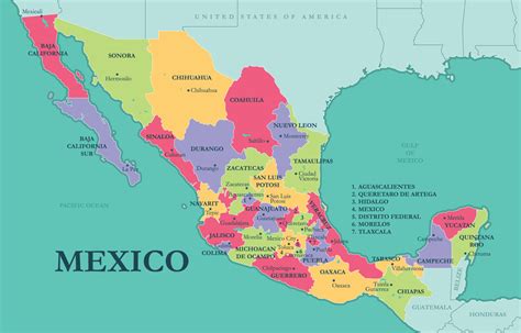 mexico mapa con estados y capitales 23052061 Vector en Vecteezy