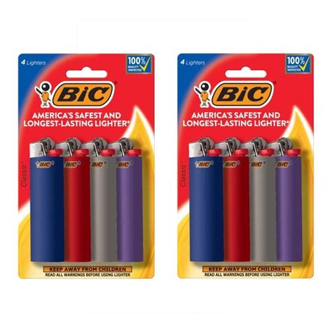 BIC Classic Lighter, Assorted Colors, 8-Pack (colors and packaging may ...