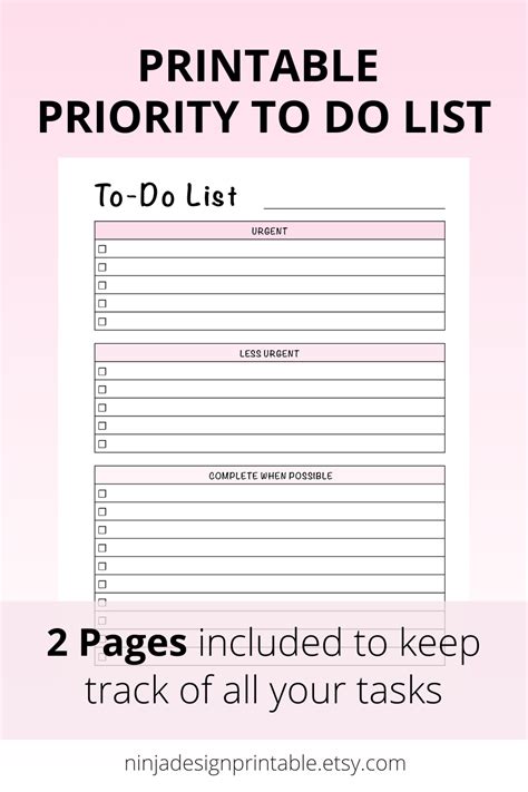 Printable Priority to Do List With Checkboxes - Etsy Canada | Monthly ...