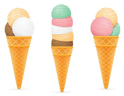 ice cream balls in a waffle cone vector illustration 510207 Vector Art ...