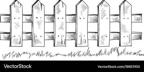 Wooden sketch fence Royalty Free Vector Image - VectorStock