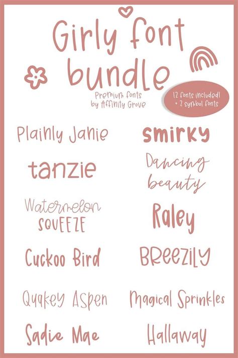 Girly Font Bundle 12 Fonts Included Craft Font Bundle Calligraphy Cute ...