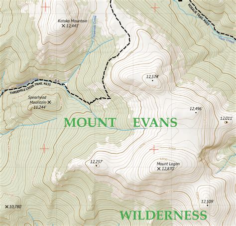 Mount Evans Wilderness Hiking Map - Outdoor Trail Maps