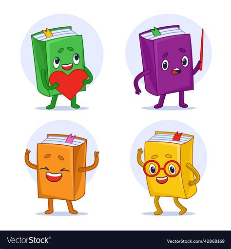 Cartoon colorful book characters in different Vector Image