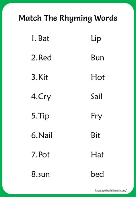 Match The Rhyming Words Worksheets - Your Home Teacher | Rhyming words ...