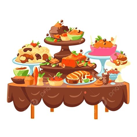 Buffet Clipart Comida Festiva Buffet Con Estilo De Dibujos Animados ...