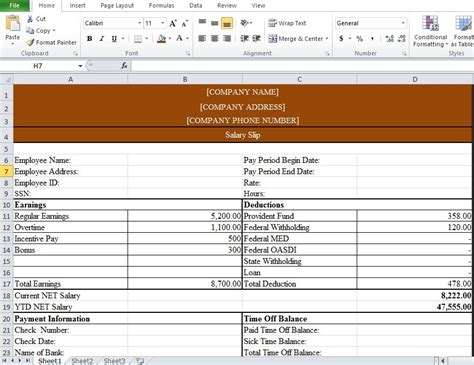 Payslip Template Format Word And Excel - Excel Tmp