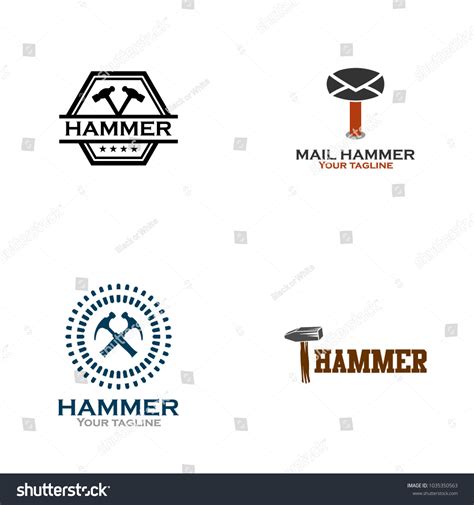 Hammer Logo Design Stock Vector (Royalty Free) 1035350563