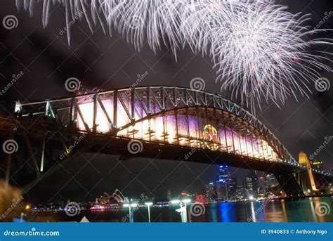 Sydney Harbour Bridge New Year Fireworks Stock Image - Image of ...