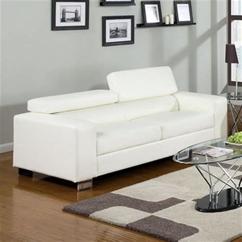 Furniture of America Makri Modern White Faux Leather Sofa at Lowes.com