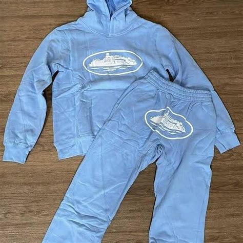 Baby blue Corteiz rtw tracksuit Size M fits... - Depop